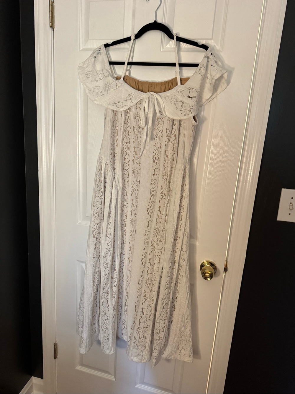 Cider Lace Off-Shoulder Knotted Flared Maxi Dress Curve & Plus